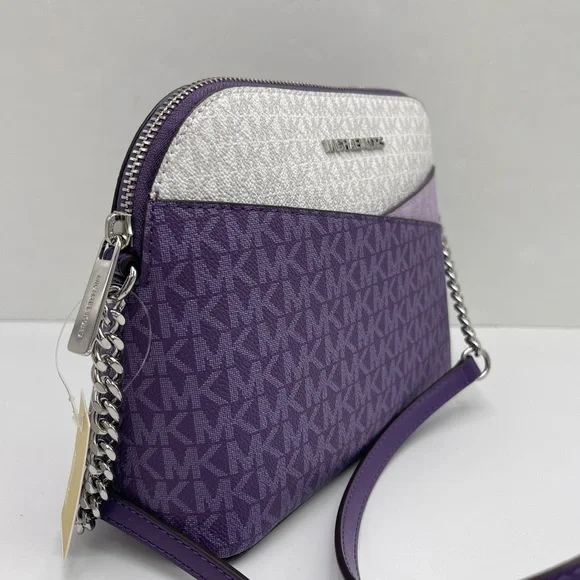 MICHAEL KORS Jet Set Travel Color-Block Signature Logo Crossbody BagDark Purple